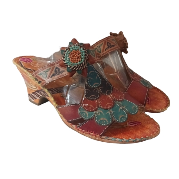 Elite Navajo Genuine Leather Painted Woven Sandals by Corkys Size 8 - Picture 8 of 8